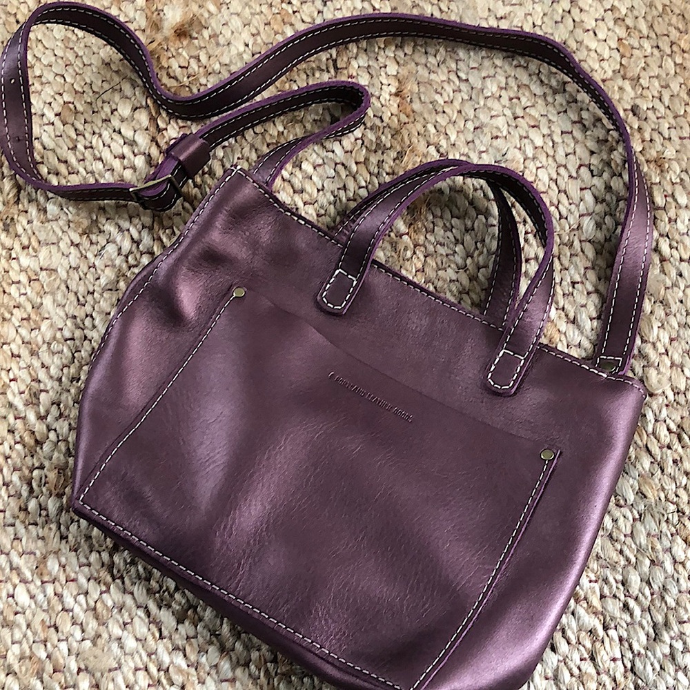 Portland Leather Small Zippered Leather Tote Disco Unicorn Color